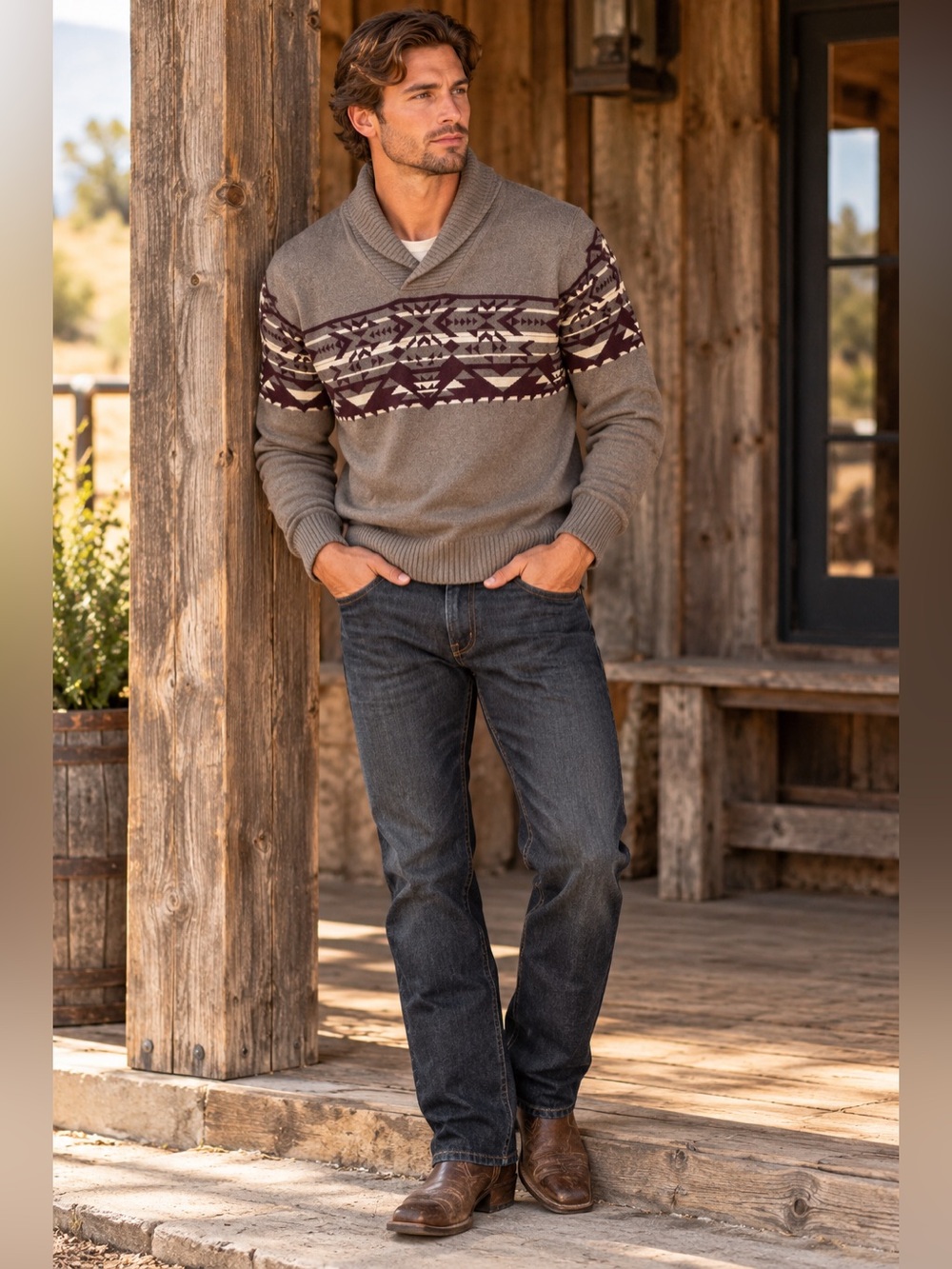 American Rag Shawl Collar Sweater - XL - Western, Urban Cowboy